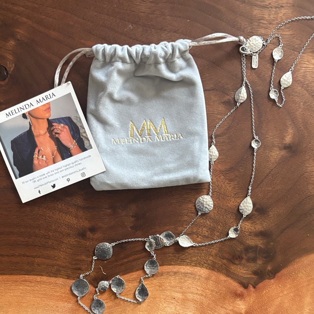 Melinda Maria Silver Leaf Charm Necklace